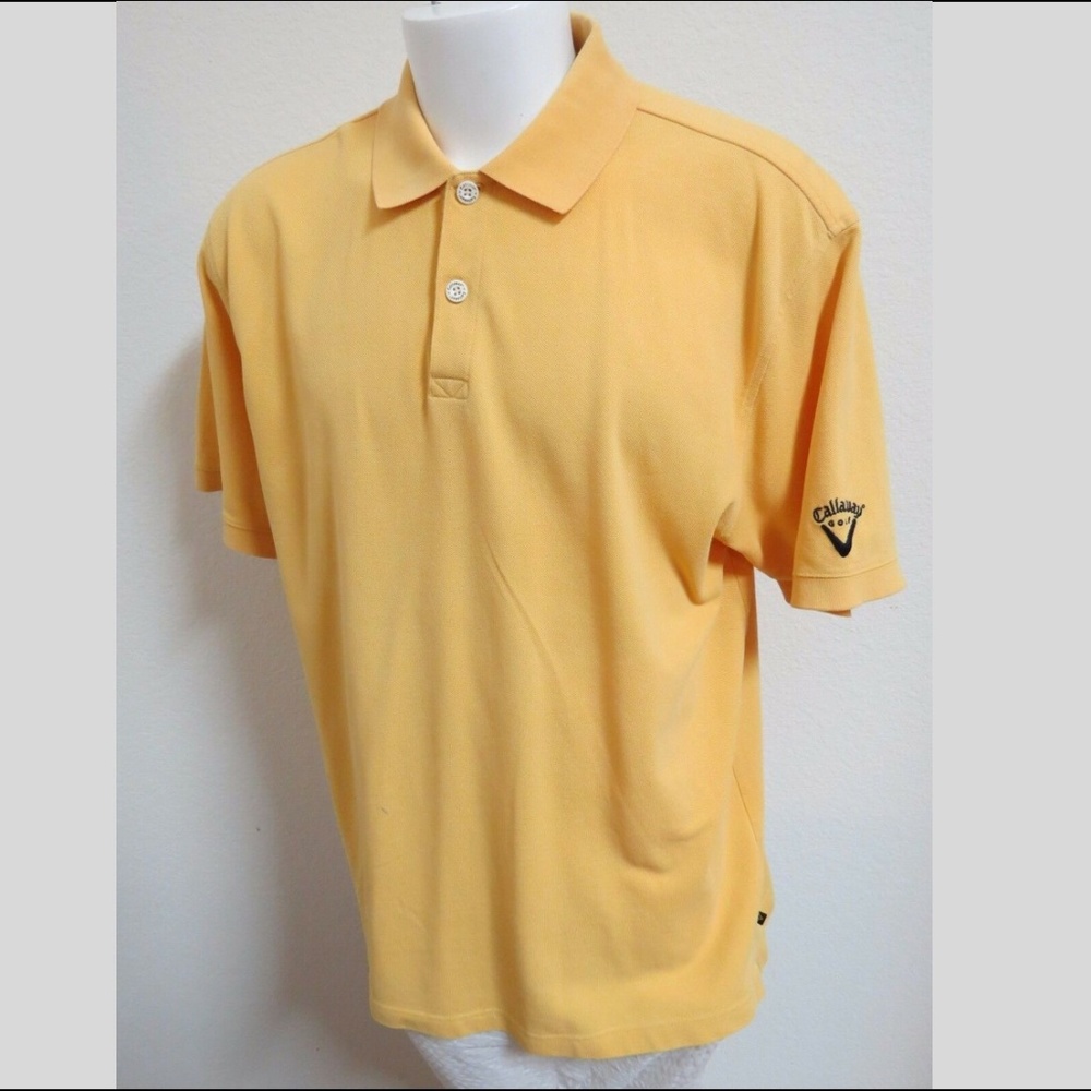 XL Gold Yellow Callaway Mens 100% Cotton #48L Golf Polo Shirt